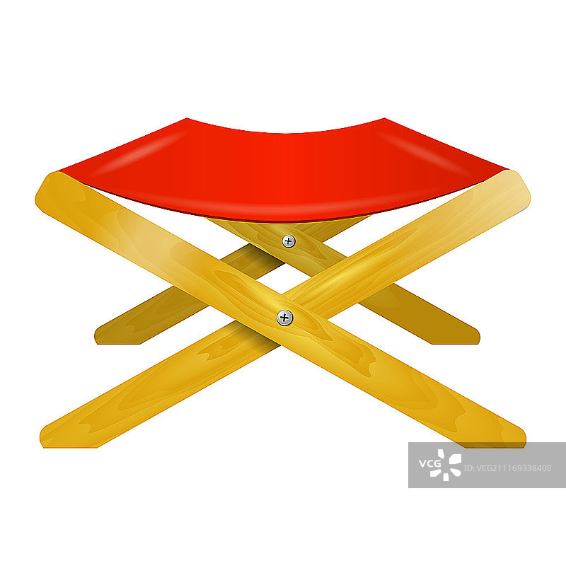 带红色座位的折叠木椅图片素材