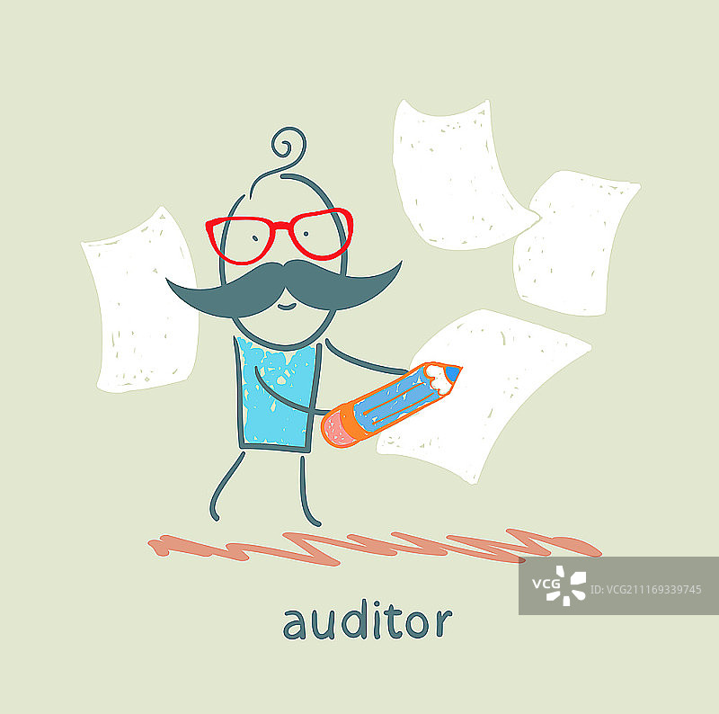 审计员在纸上书写图片素材