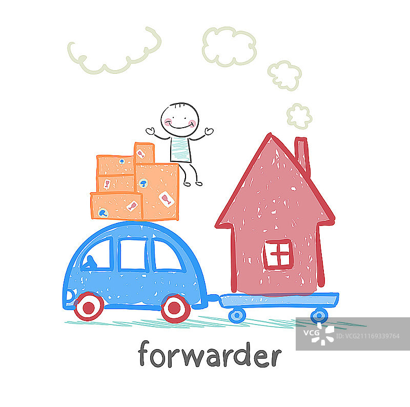 搬运货物和箱子的机器上的货运代理图片素材