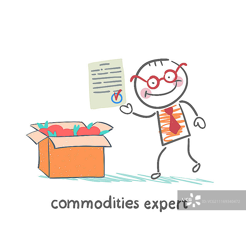 站在一箱苹果旁拿着文件的商品商人图片素材