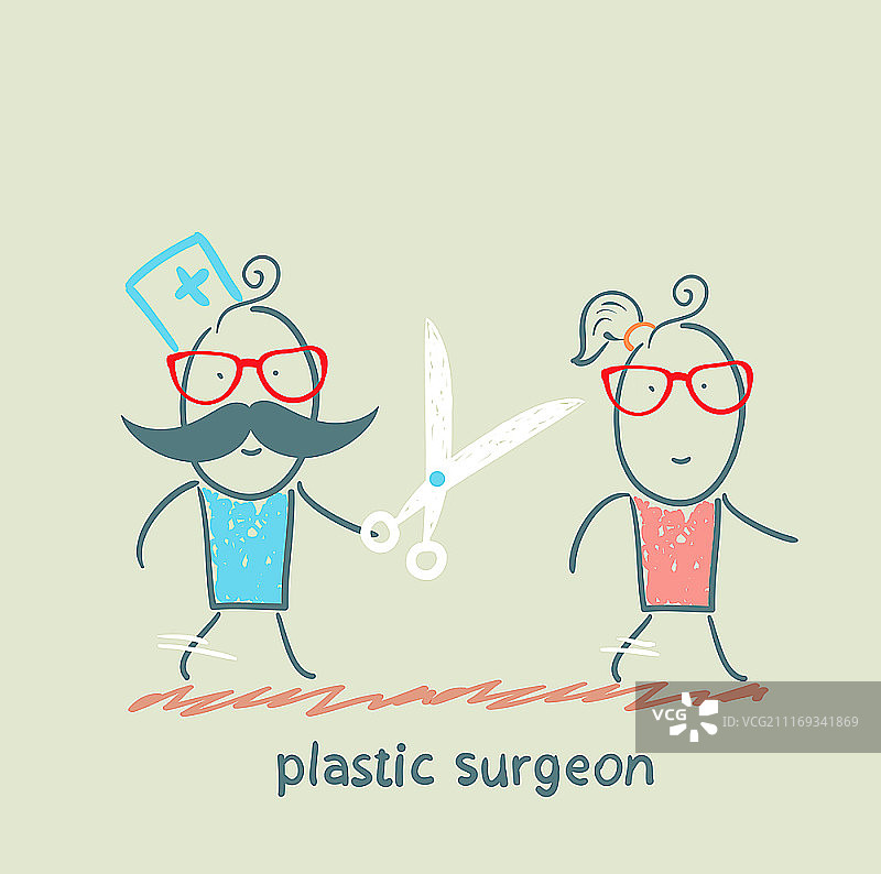 整形外科医生拿着剪刀为病人做手术图片素材