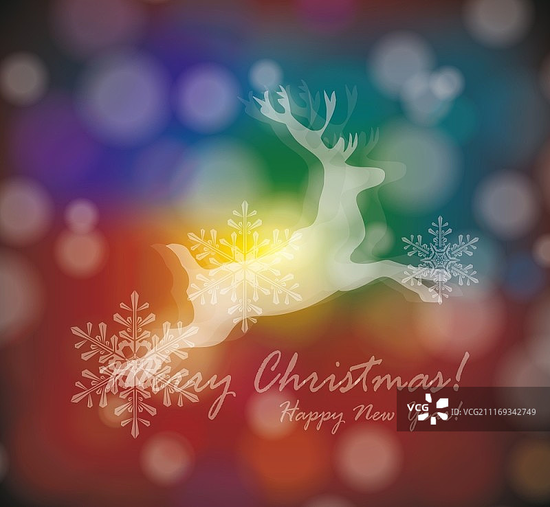 程式化白色雪花鹿圣诞贺卡图片素材