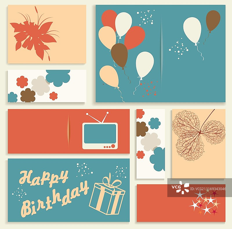 生日贺卡插画矢量图图片素材