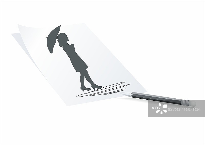 女孩打着伞在雨中图片素材