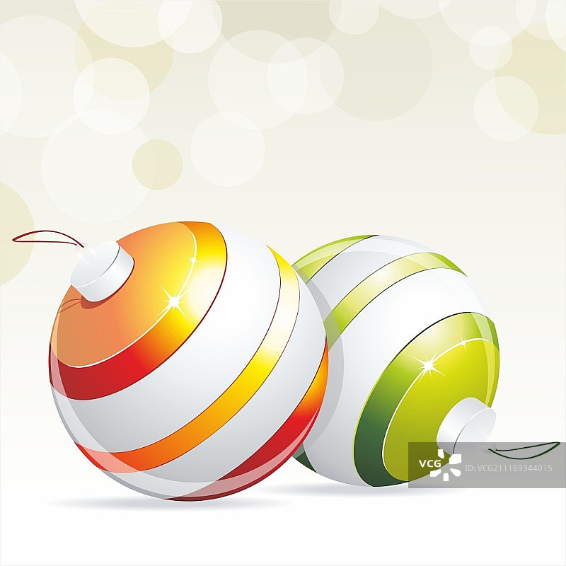 悬挂着丝带的圣诞球图片素材