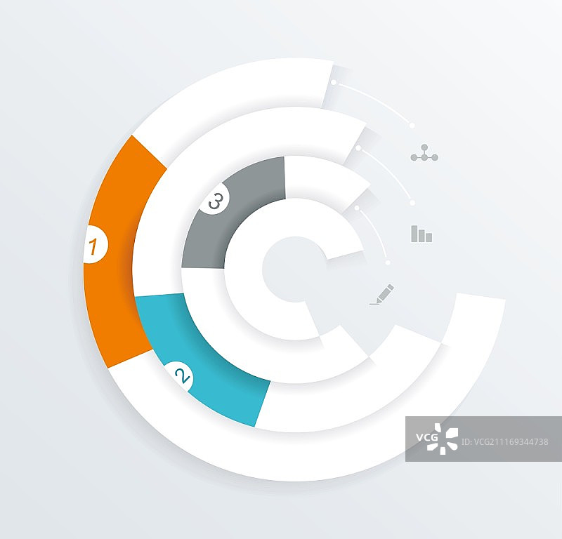 折纸风格圆形信息图，可用于工作流程布局、选项或步骤banner、图表、数字线、网页设计图片素材