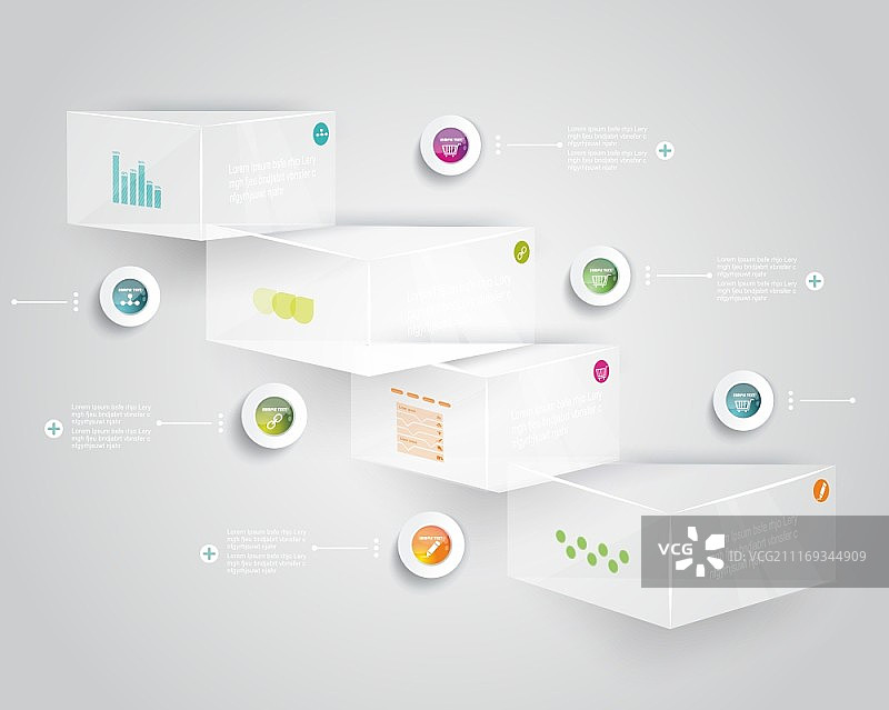逐步图表信息插图：数据分层展示图片素材