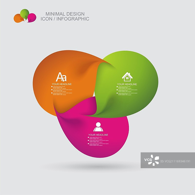 由彩色花瓣组成的商业风格符号。可用于图表、数字或逐步选项、网页设计图片素材