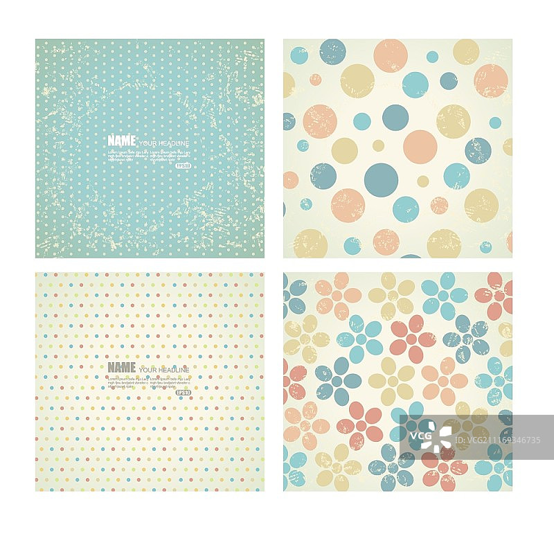 复古风格矢量背景合集：可用于封面、海报、宣传单、banner等，具有手绘纹理和复古图案设计图片素材