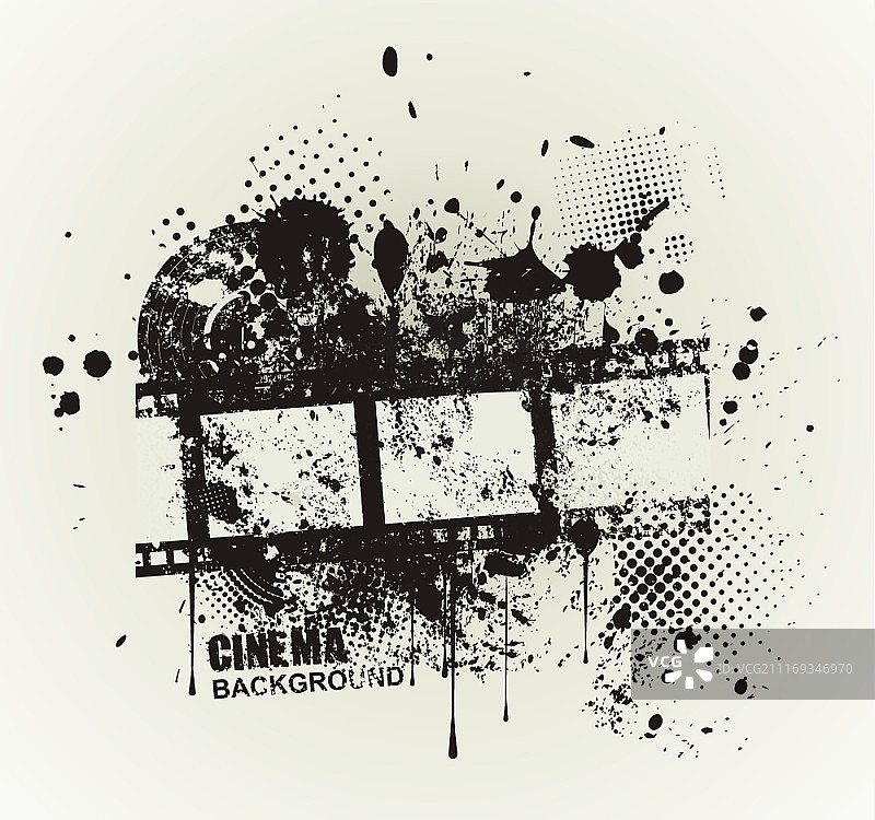 复古电影海报模板：墨迹飞溅的Grunge风格banner和留白图片素材