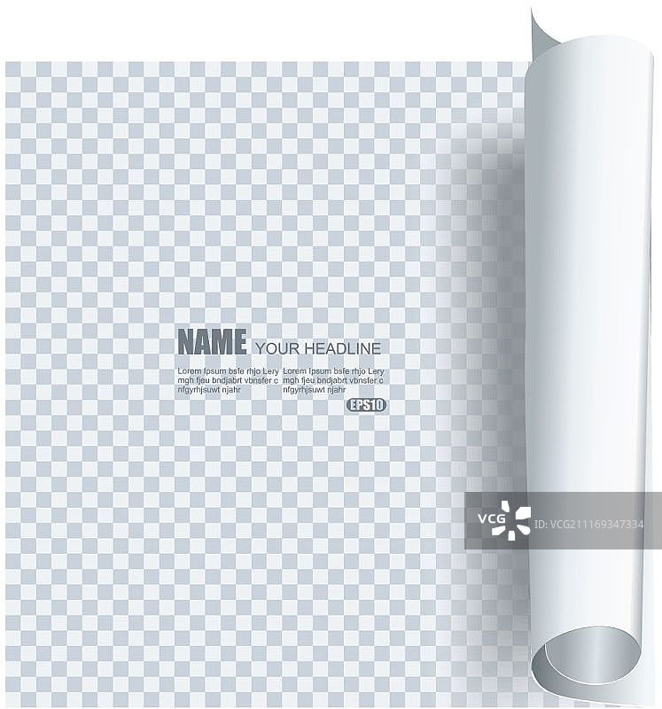 透明背景上的阴影卷页效果图片素材