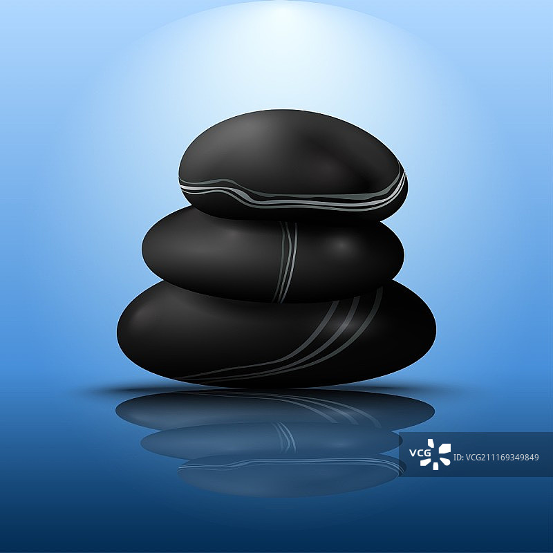 蓝色背景上的水疗用石头图片素材