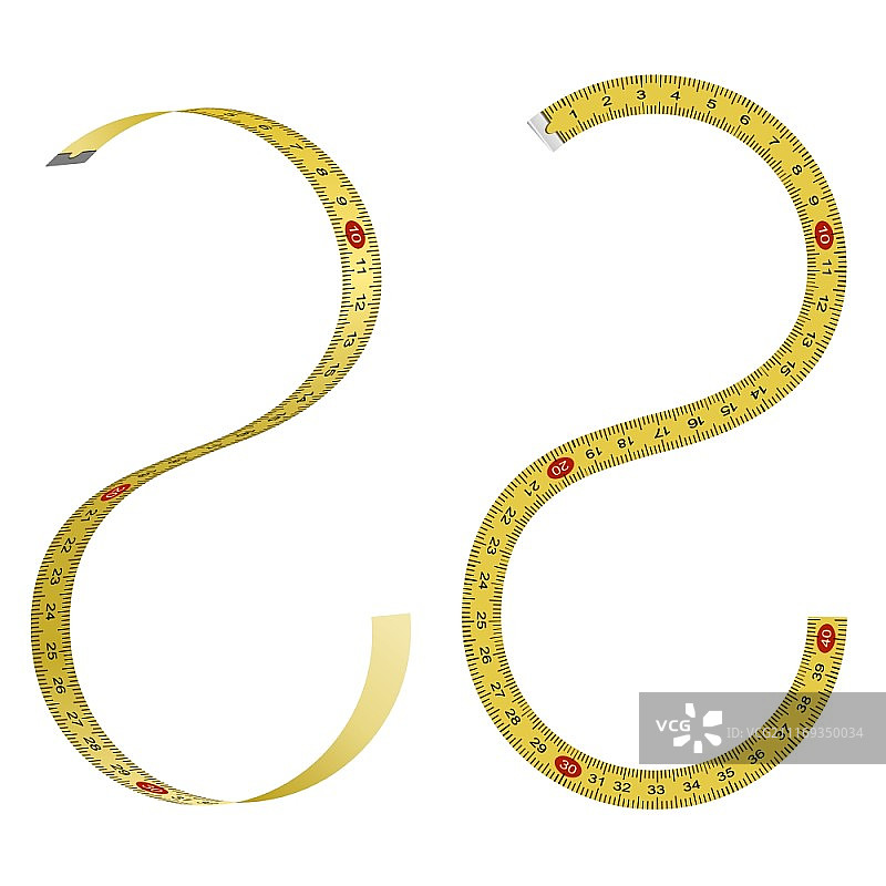 白色背景上的卷尺合集图片素材