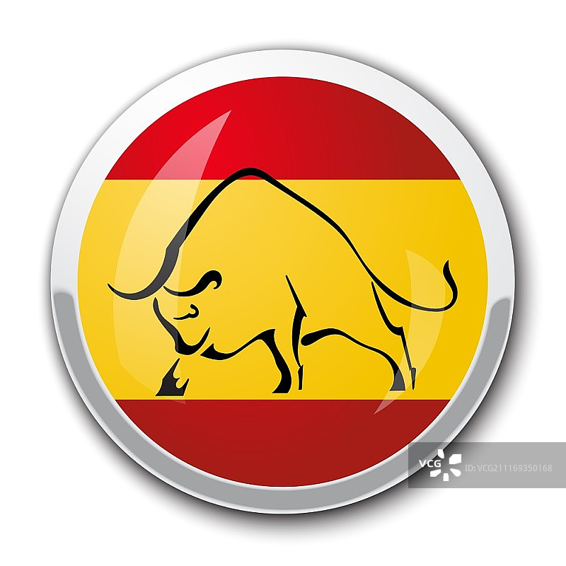 西班牙国旗中的公牛剪影图片素材