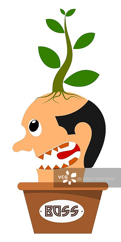 花盆中老板头像的抽象图像矢量插画图片素材