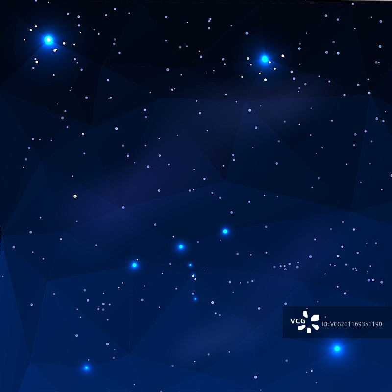 多边形风格深蓝色背景下的猎户座星座矢量图图片素材