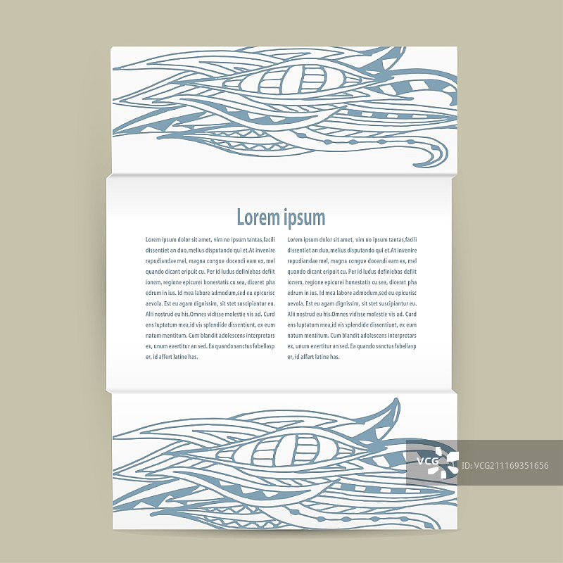 带有灰色花卉部落风格装饰的宣传册，隔离且无背景，部落风格，民族，矢量图图片素材