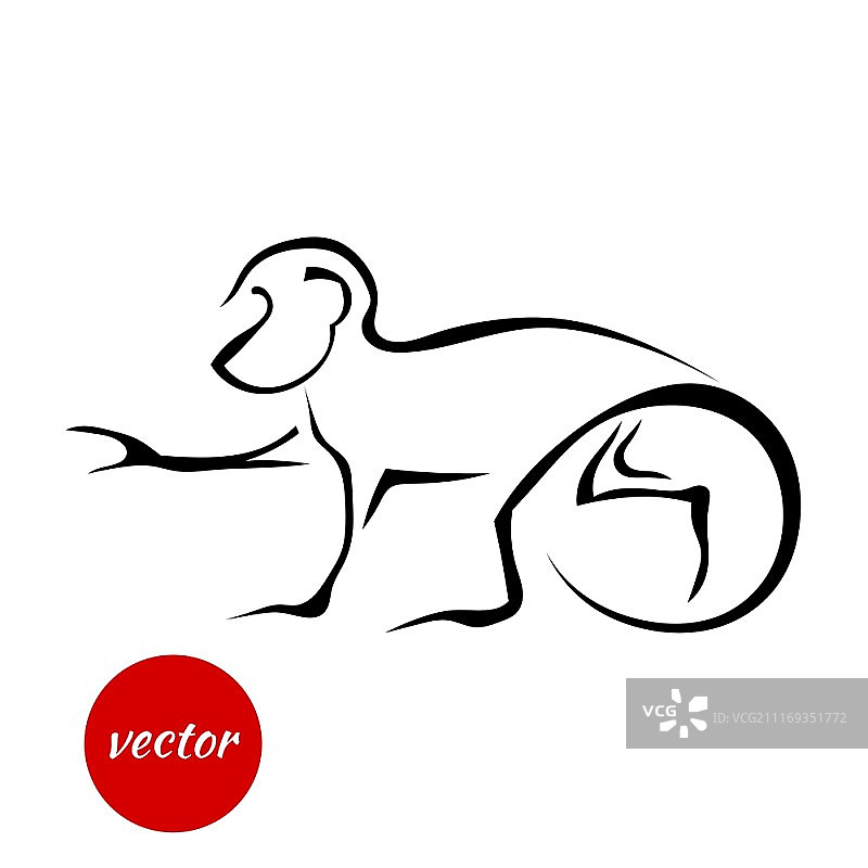 黑色猴子剪影矢量图图片素材