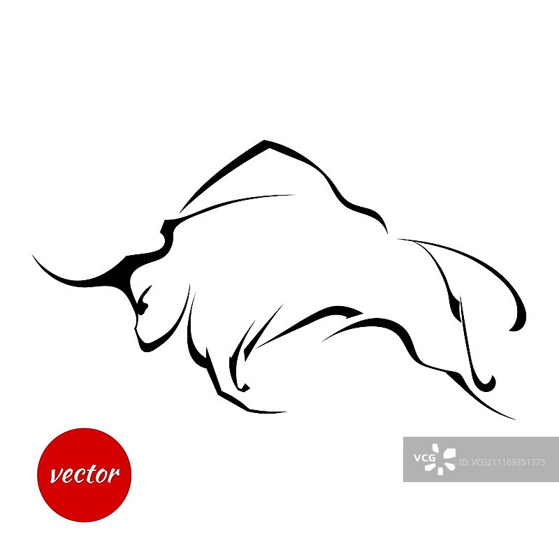 公牛黑色剪影矢量图图片素材