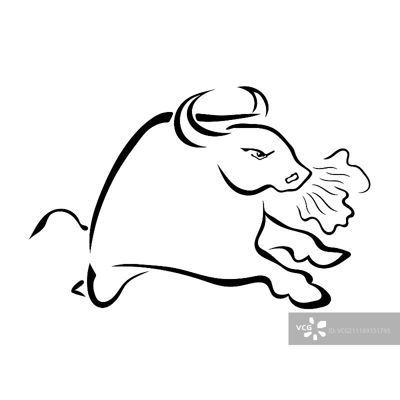 愤怒的公牛从鼻孔里冒着蒸汽图片素材
