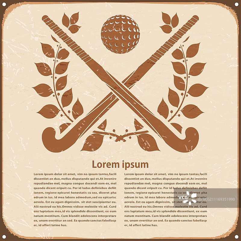 复古纸张背景与曲棍球桂枝矢量图图片素材