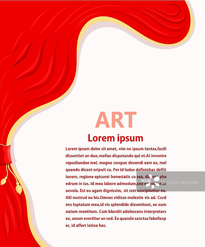 卡通剧院与金色流苏幕布和舞台上的红色丝绸侧幕矢量素材图片素材