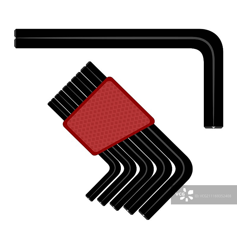 内六角扳手。白色背景上的六角扳手矢量图。维修工具。库存矢量图图片素材