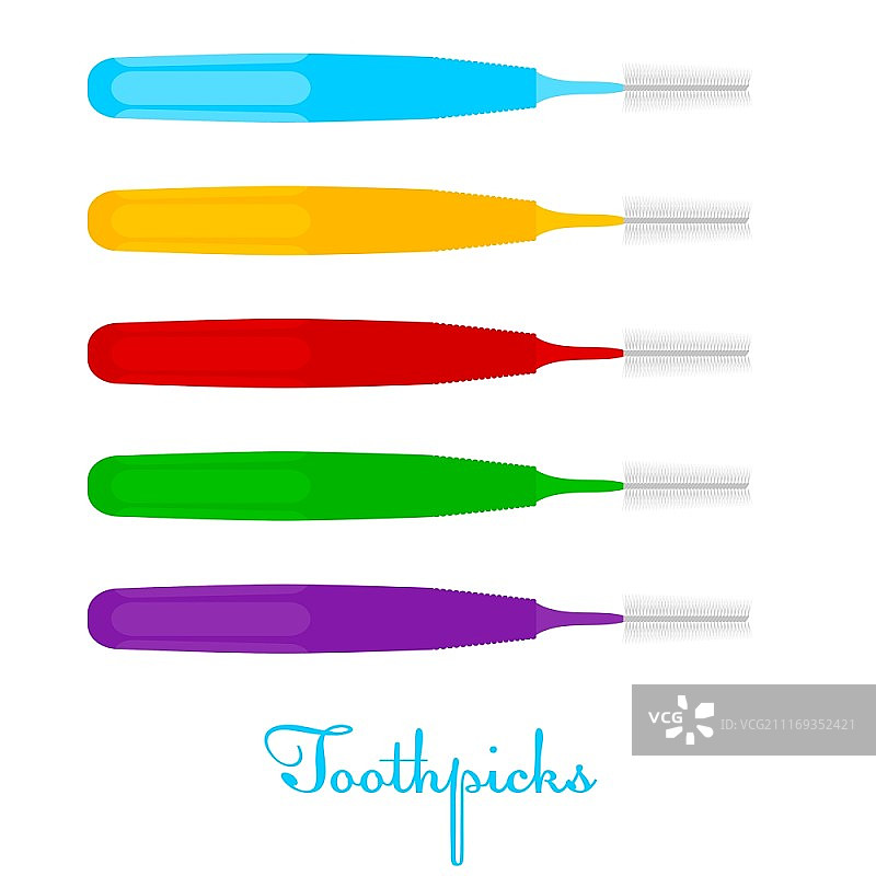 白色背景上的彩色矢量牙签图片素材