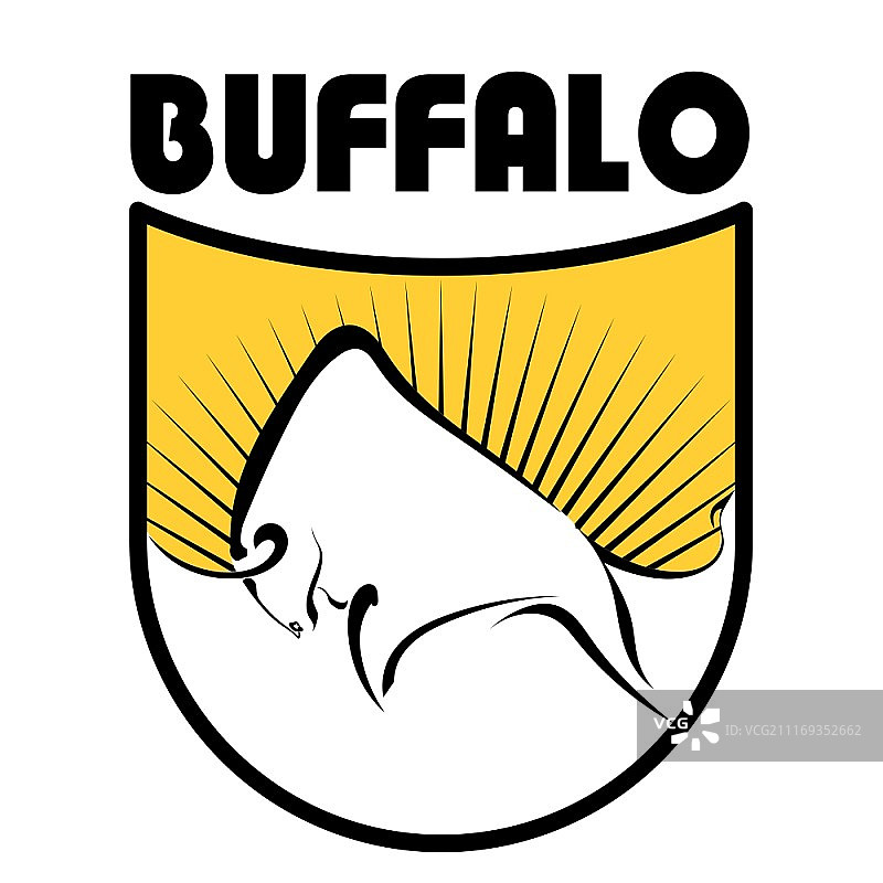 水牛Logo，黄色背景光线下的彩色矢量水牛图像，设计基础素材，库存矢量插图图片素材