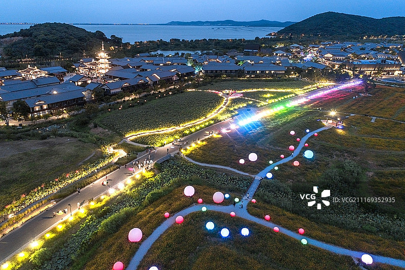 无锡太湖 灵山小镇 拈花湾 航拍图片素材