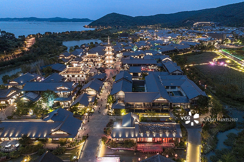 无锡太湖 灵山小镇 拈花湾 航拍图片素材