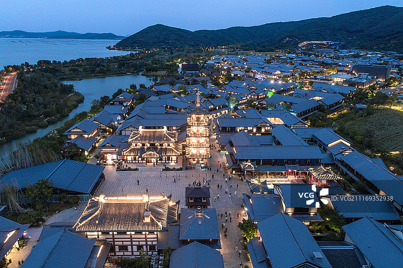 无锡太湖 灵山小镇 拈花湾 航拍图片素材