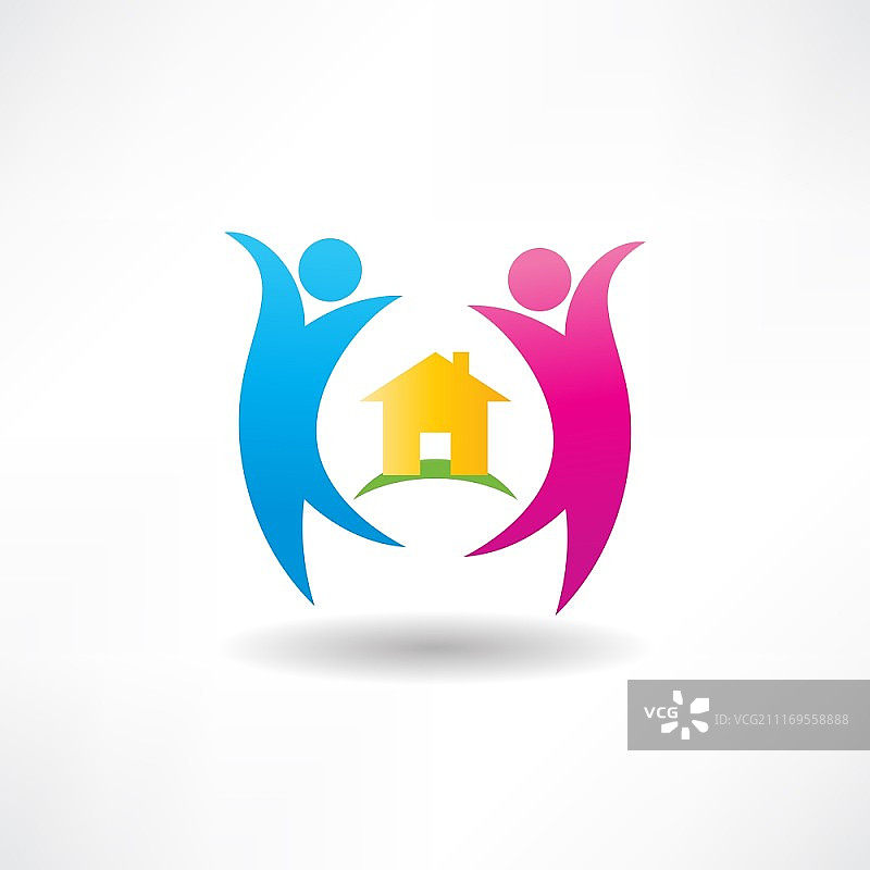 房屋图标中的幸福图片素材