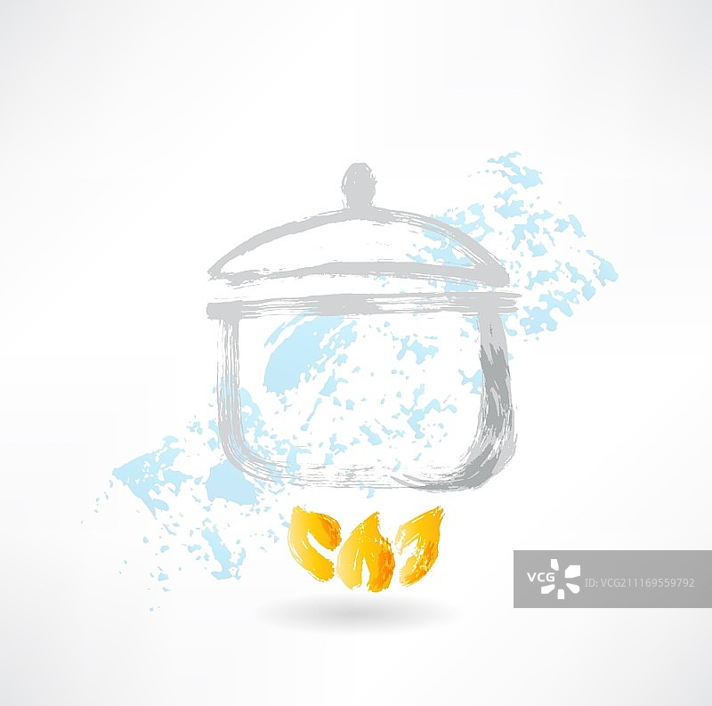 着火的平底锅Grunge风格图标图片素材