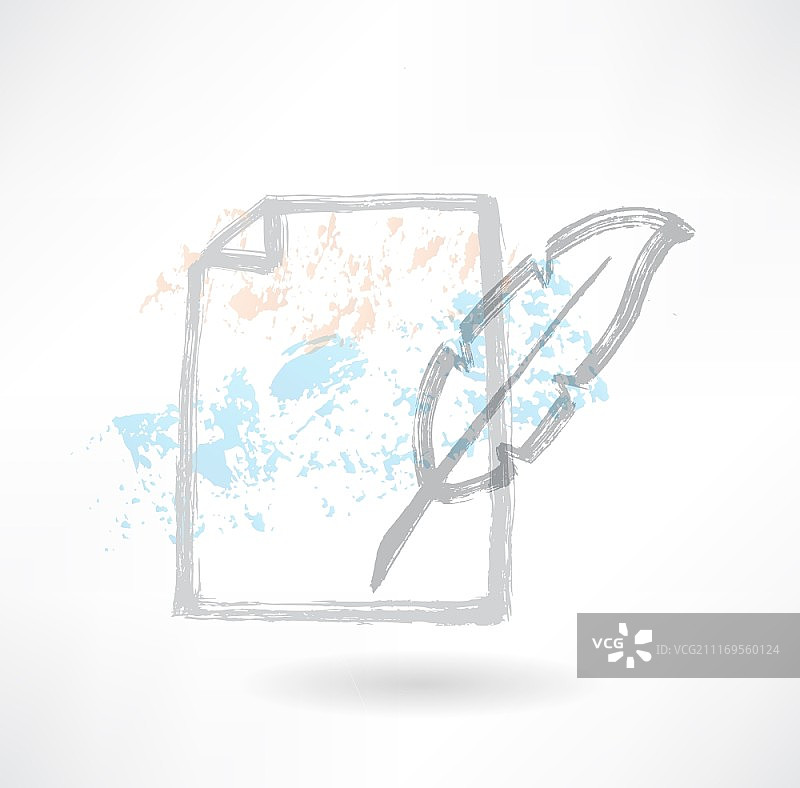 羽毛和文档Grunge图标图片素材