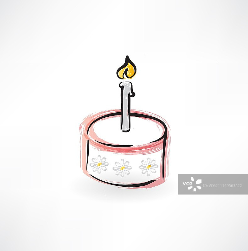 带蜡烛的蛋糕Grunge图标图片素材