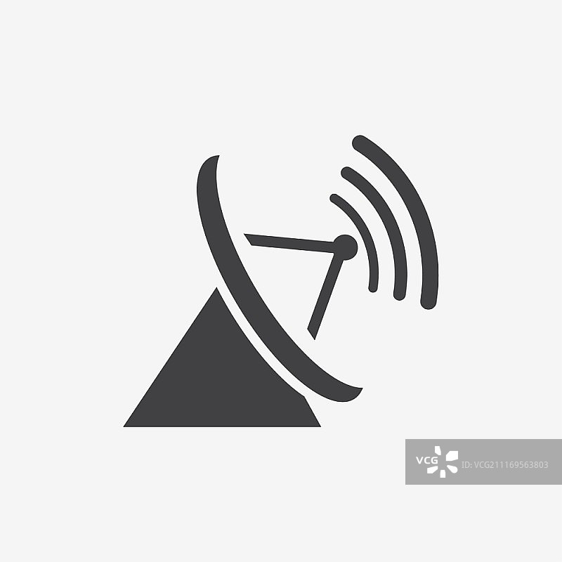 白色背景上的抛物面天线图标图片素材