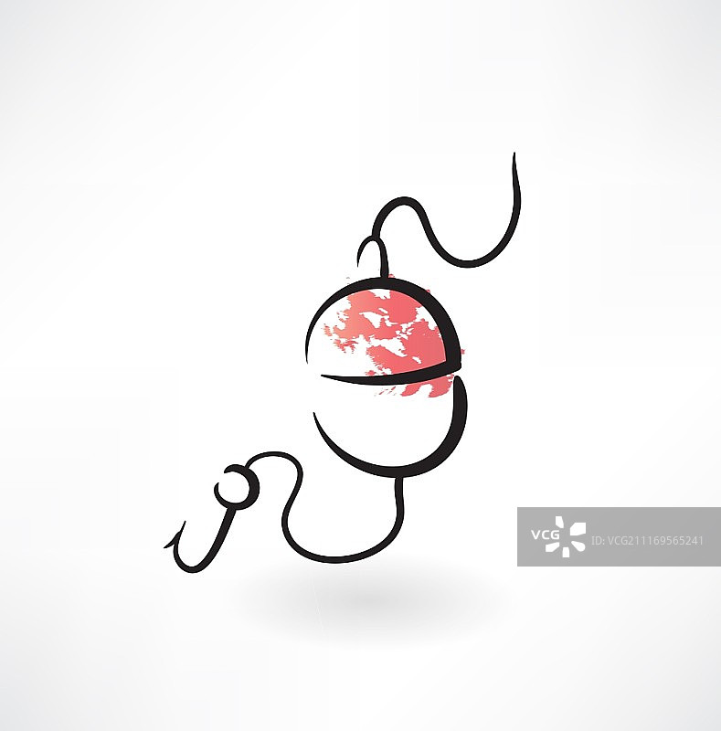 鱼钩和鱼漂复古图标图片素材