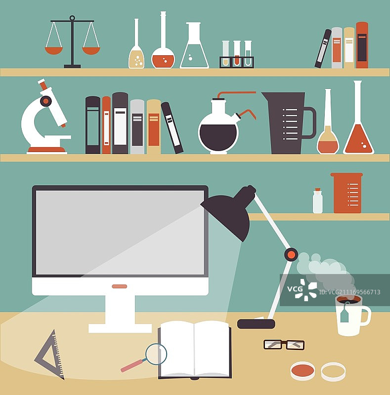 科学家化学家桌面插画图片素材