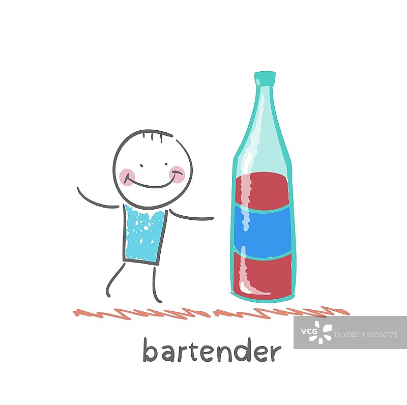 酒保拿着一瓶好酒图片素材