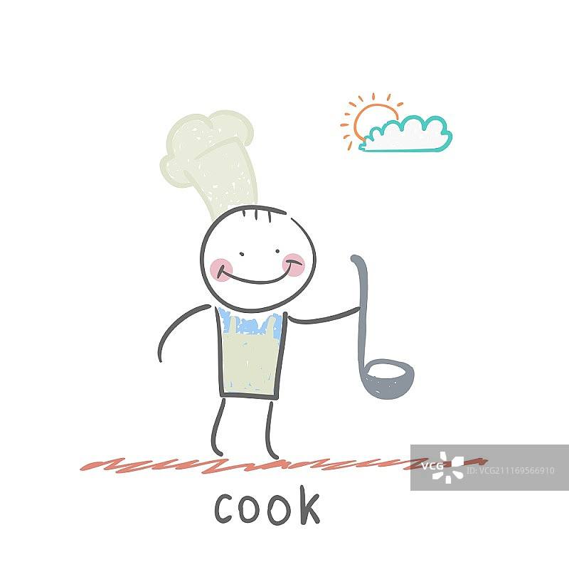 厨师。有趣的卡通风格插图。生活场景。图片素材
