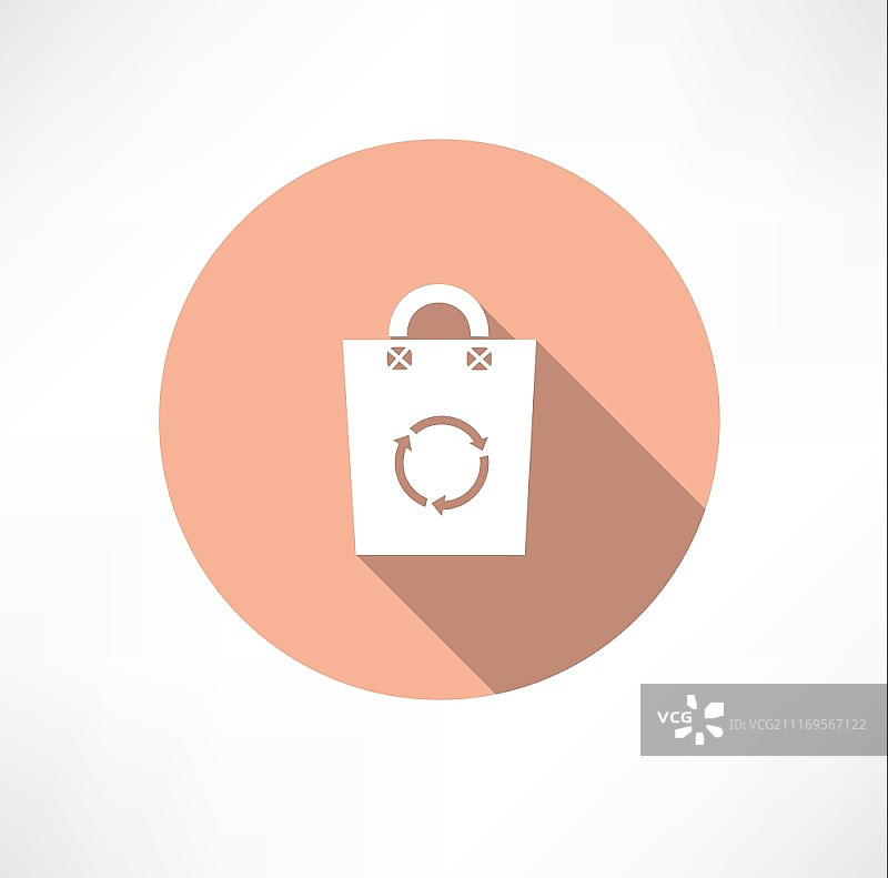 带有循环图标的环保购物袋扁平风格矢量插画图片素材