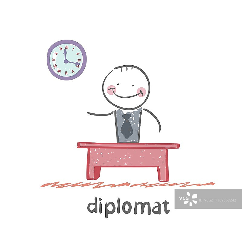 外交官趣味卡通风格生活场景插画图片素材