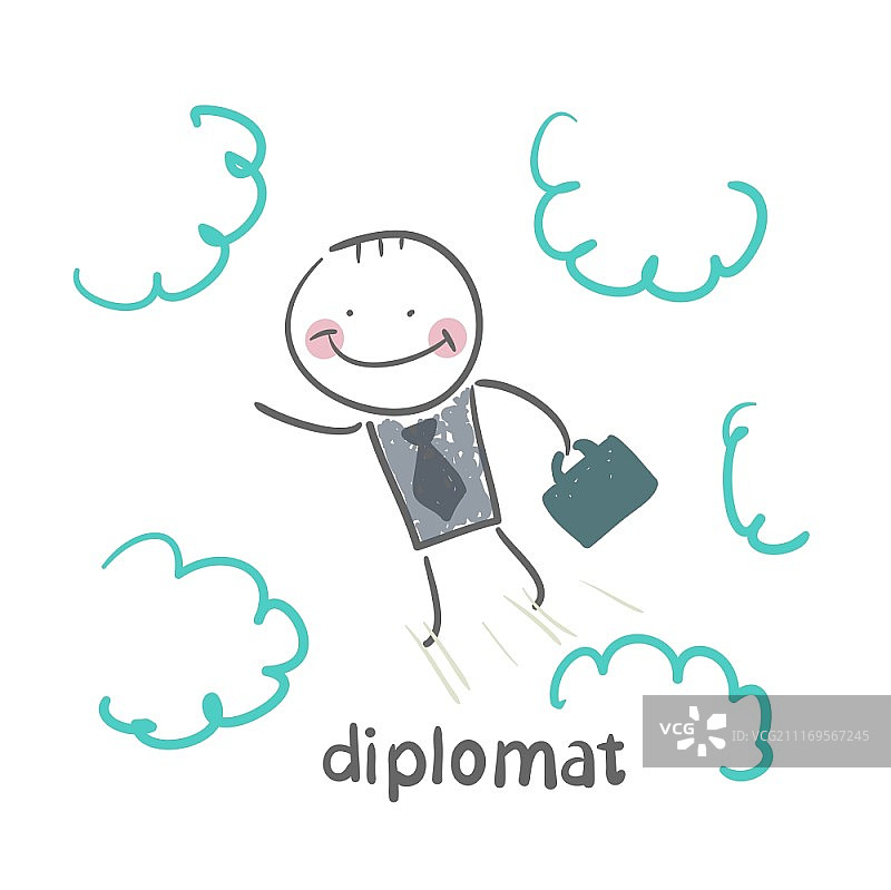 外交官趣味卡通风格生活场景插画图片素材