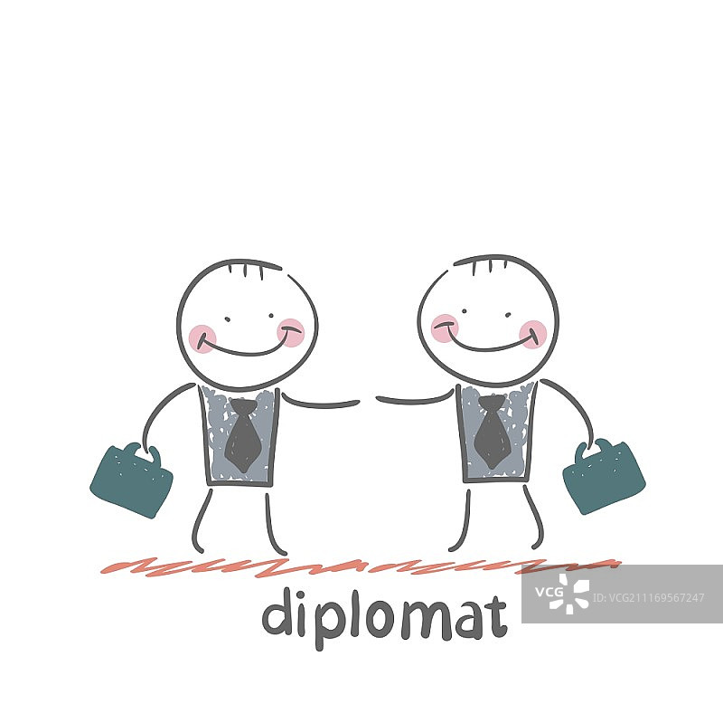 外交官趣味卡通风格生活场景插画图片素材