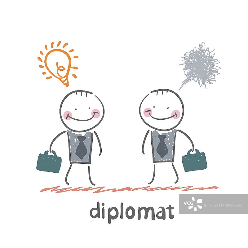 外交官趣味卡通风格生活场景插画图片素材
