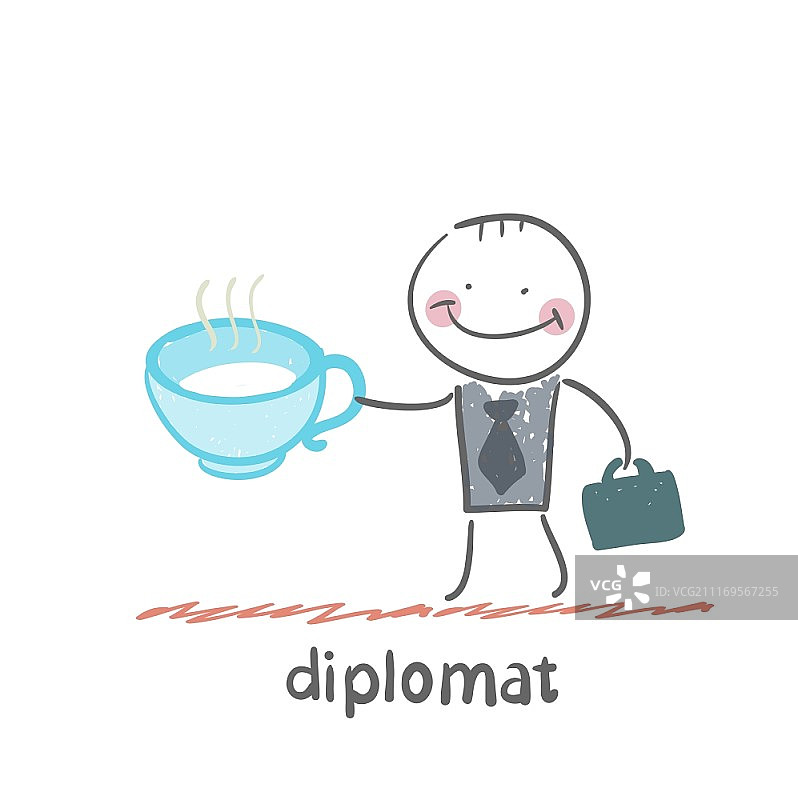 外交官趣味卡通风格生活场景插画图片素材