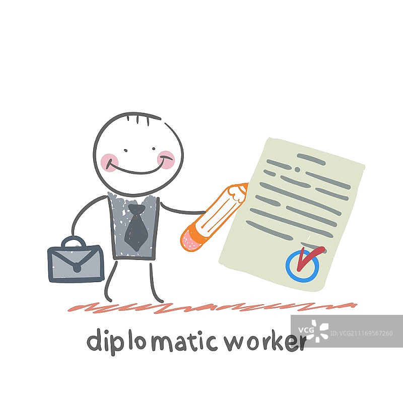 外交人员趣味卡通生活场景插画图片素材