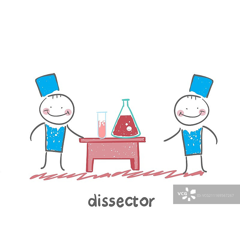 站在烧瓶旁边，扁平现代风格矢量图图片素材