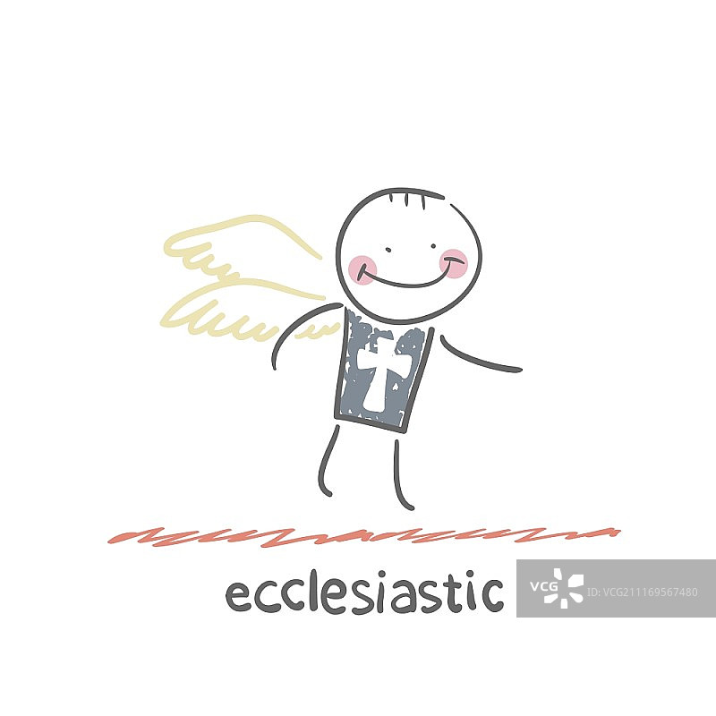 教会人士。有趣的卡通风格插图。生活情景。图片素材